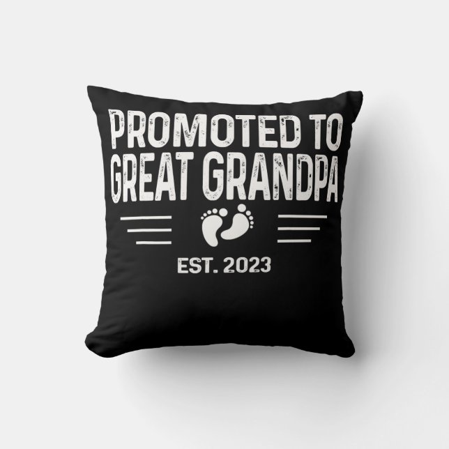 Mens Pregnancy Reveal Promoted to Great Grandpa Throw Pillow (Front)