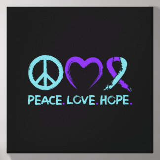 Mens Prevention Awareness Peace Love Hope Canvas Photo Tile