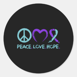 Mens Prevention Awareness Peace Love Hope Classic Round Sticker