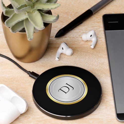 Mens Professional Look with Custom Monogram Wireless Charger