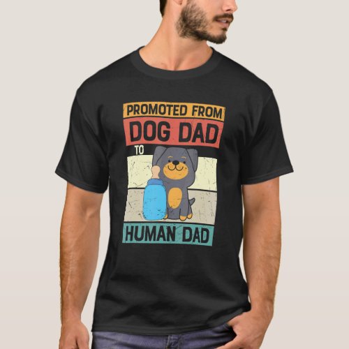 Mens Promoted From Dog Dad  Fathers Day Dog Quote T_Shirt