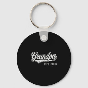 Mens Promoted Grandpa Est 2026 Keychain