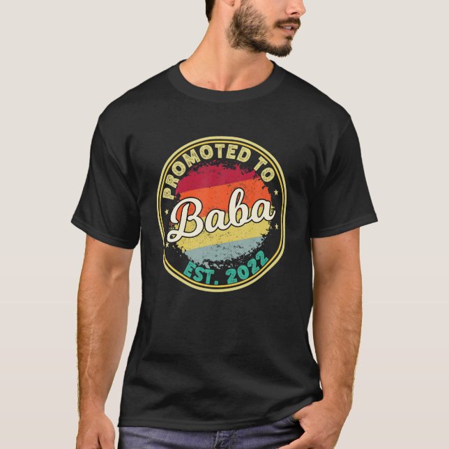 Mens Promoted To Baba 2022 Vintage Retro First Tim T-Shirt (Front)