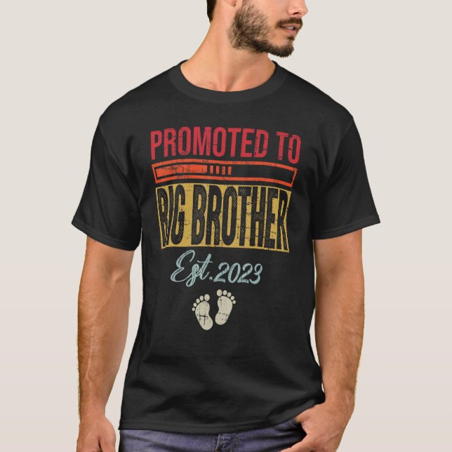Mens Promoted To Big Brother Est 2023 First Time B T-Shirt (Front)