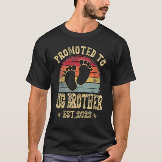 Mens Promoted To Big Brother Est 2023 First Time B T-Shirt (Front)
