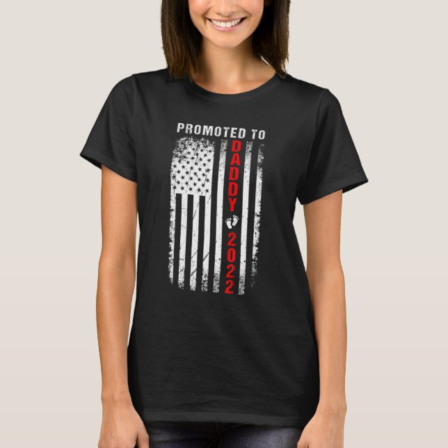 Mens Promoted To Daddy 2022 American Flag First Ti T-Shirt (Front)