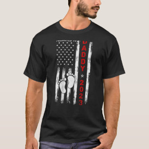 Mens Promoted To Daddy 2023 American Flag New Dad T-Shirt