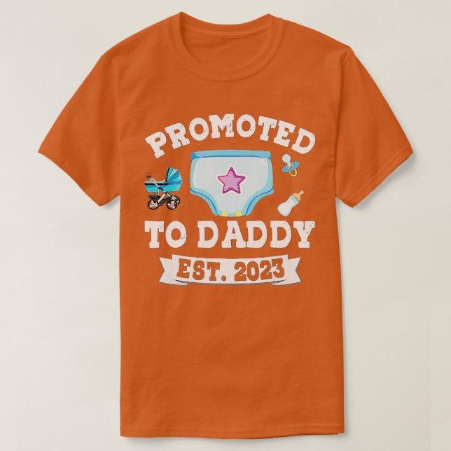 Mens Promoted To Daddy 2023 First Time Fathers Day T-Shirt (Design Front)
