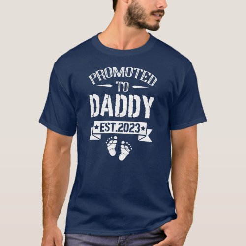 Mens Promoted To Daddy 2023 Pregnancy T_Shirt