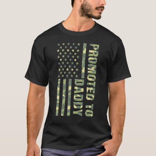 Mens Promoted To Daddy American Flag Camo  Fathers T_Shirt