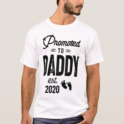 Mens Promoted To Daddy Est 2020 Baby Gift For New T_Shirt