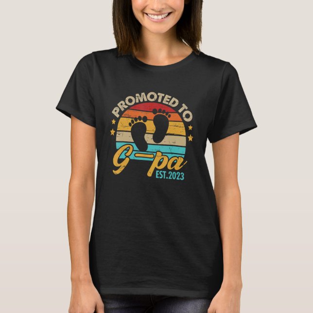 Mens Promoted to G Pa 2023 Father's Day  First Tim T-Shirt (Front)