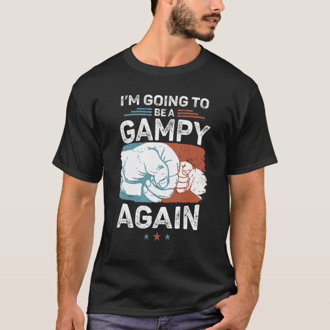 Mens Promoted To Gampy Again Pregnancy Baby Announ T-Shirt (Front)