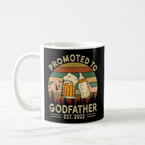 Mens Promoted To Godfather Est 2022 Vintage Retro  Coffee Mug