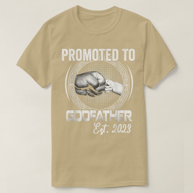 Mens Promoted to Godfather Est 2023 Funny Pregnanc T-Shirt (Design Front)