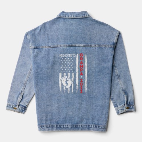 Mens Promoted To Grampa 2022 American Flag Father Denim Jacket