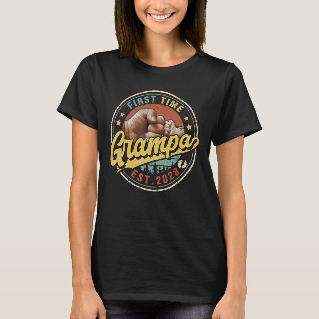 Mens Promoted To Grampa 2023  For New Dad First Ti T-Shirt (Front)