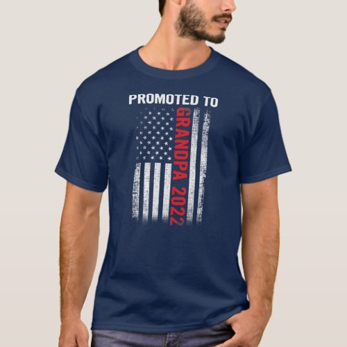 Mens Promoted to Grandpa 2022 Fathers Day T_Shirt