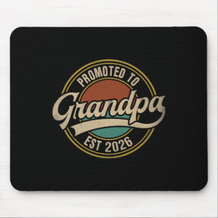 Mens Promoted To Grandpa 2026 New Grandfather Baby Mouse Pad