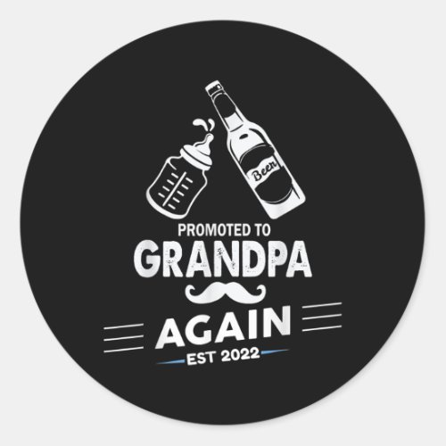Mens Promoted To Grandpa Again Est 2022 Pregnancy Classic Round Sticker