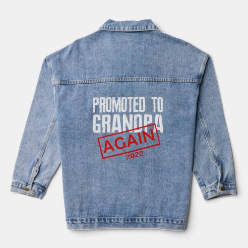 Mens Promoted To Grandpa Again Est 2022 Pregnancy  Denim Jacket