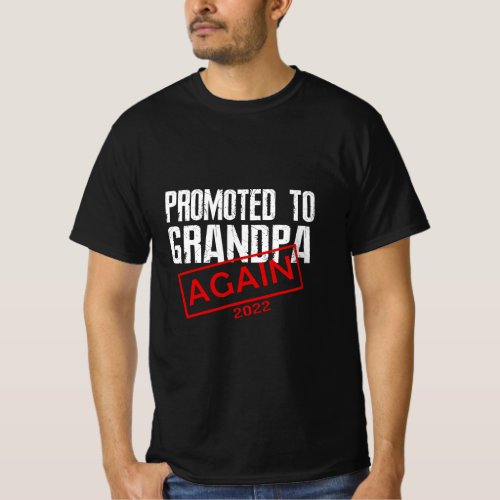 Mens Promoted To Grandpa Again Est 2022 Pregnancy  T_Shirt