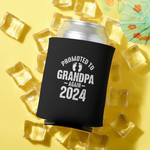 Mens Promoted To Grandpa Again Est 2024 Can Cooler