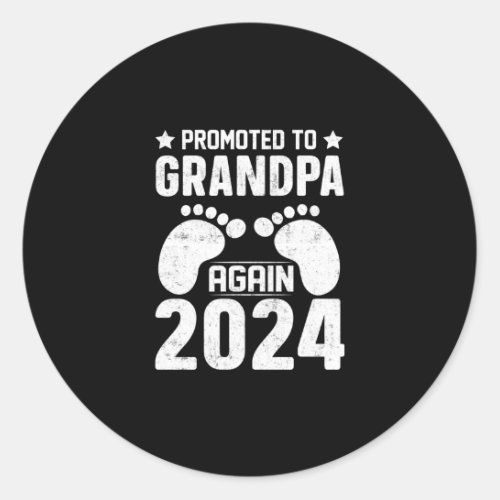 Mens Promoted To Grandpa Again Est 2024 Classic Round Sticker