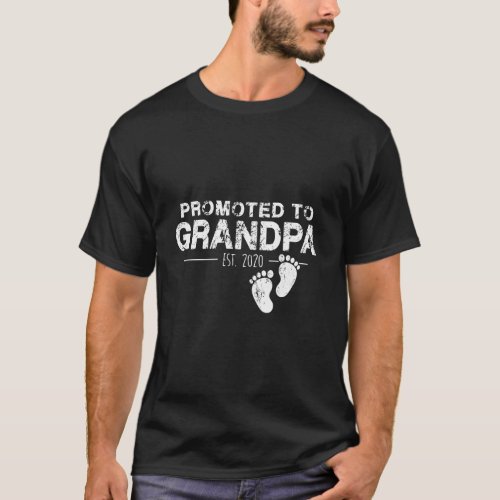 MenS Promoted To Grandpa Est 2020 New Grandfather T_Shirt
