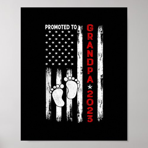 Mens Promoted To Grandpa Est 2023 American Flag Poster