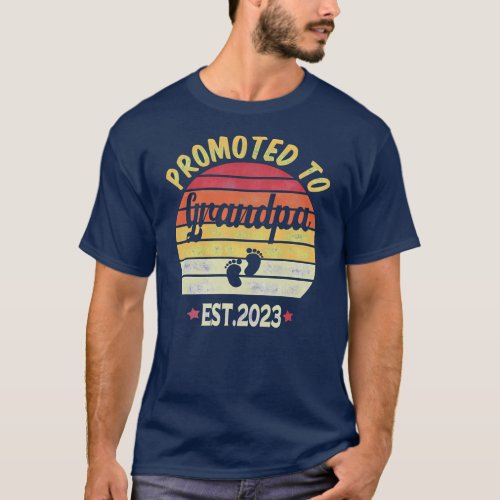 Mens Promoted To Grandpa EST 2023 First Time T_Shirt