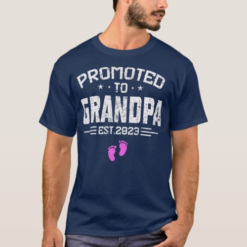 Mens Promoted To Grandpa Est 2023 Pregnancy T_Shirt