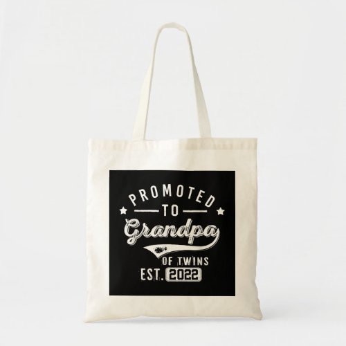 Mens Promoted To Grandpa Of Twins Est 2022 Twin Ba Tote Bag