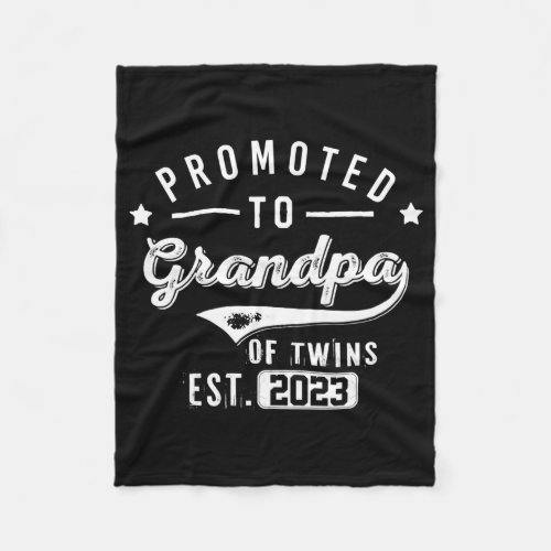 Mens Promoted To Grandpa Of Twins Est 2023 Twin Fleece Blanket
