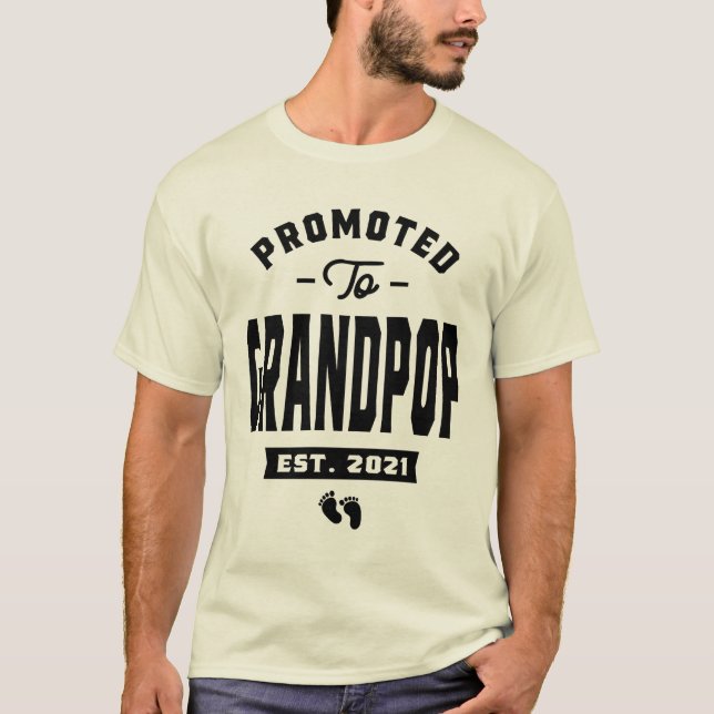 Mens Promoted to Grandpop Pregnancy Announcement T-Shirt (Front)