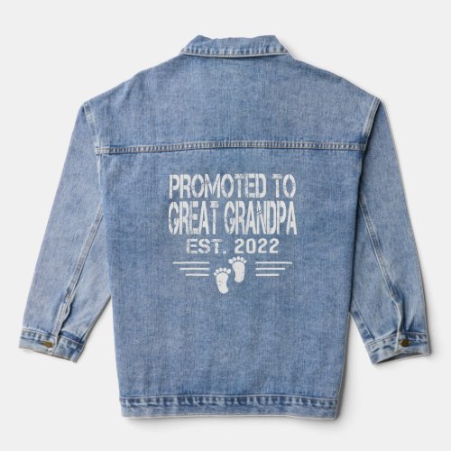 Mens Promoted To Great Grandpa Est 2022 Cute New G Denim Jacket