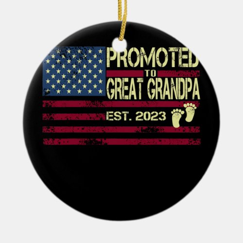 Mens Promoted To Great Grandpa Est 2023 Vintage Ceramic Ornament