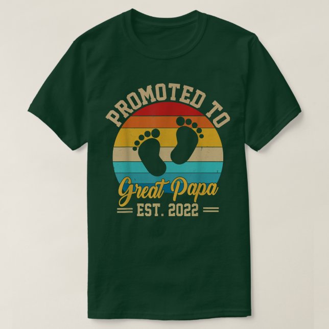 Mens Promoted to Great Papa 2022 Retro Funny Pregn T-Shirt (Design Front)