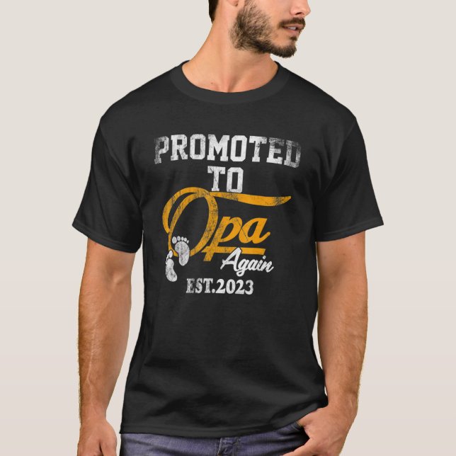 Mens Promoted To Opa Again 2023 Father's Day T-Shirt (Front)