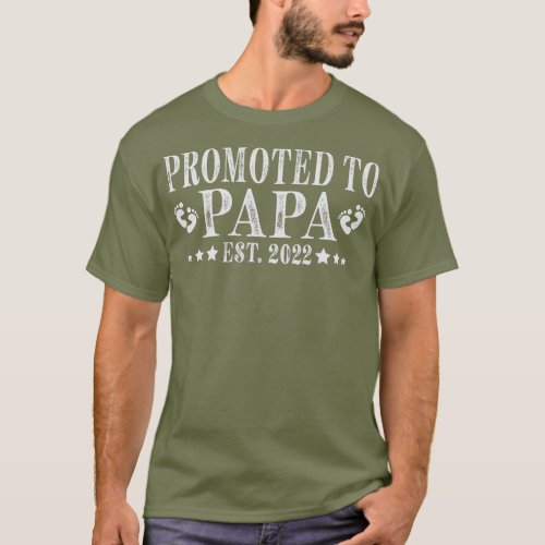 Mens Promoted To Papa 2022 New Dad First Time T_Shirt