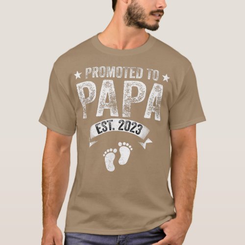 Mens Promoted To Papa Est 2023 Funny New Grandfath T_Shirt