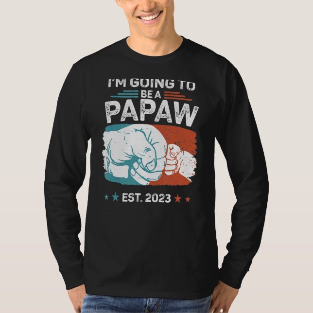 Mens Promoted To Papaw 2023 First Time Father's Da T-Shirt (Front)