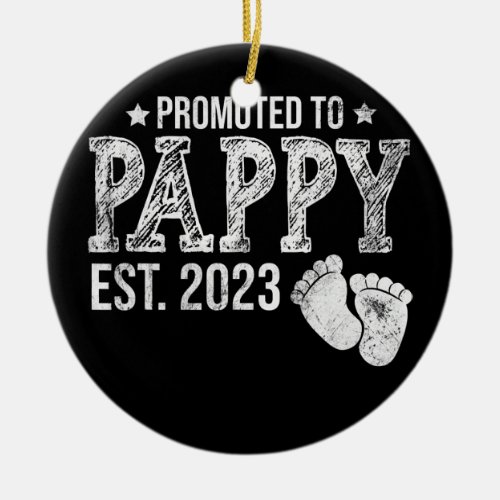 Mens Promoted To Pappy Est 2023 Pregnancy Ceramic Ornament