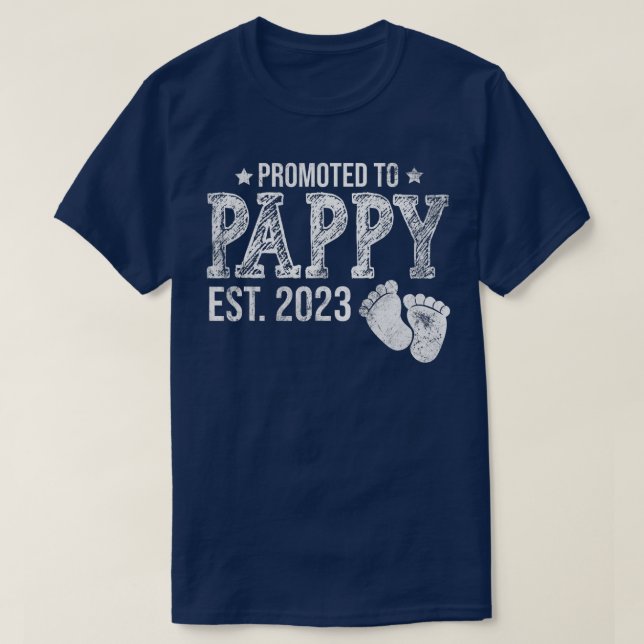 Mens Promoted To Pappy Est 2023 Pregnancy T-Shirt (Design Front)