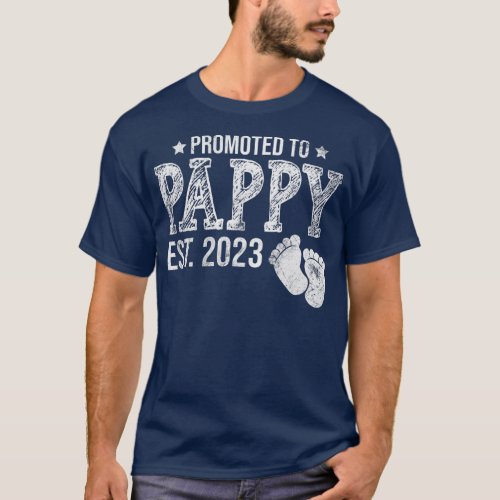Mens Promoted To Pappy Est 2023 Pregnancy T_Shirt