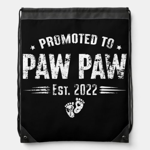 Mens Promoted To Paw Paw Est 2022 New Grandpa Drawstring Bag