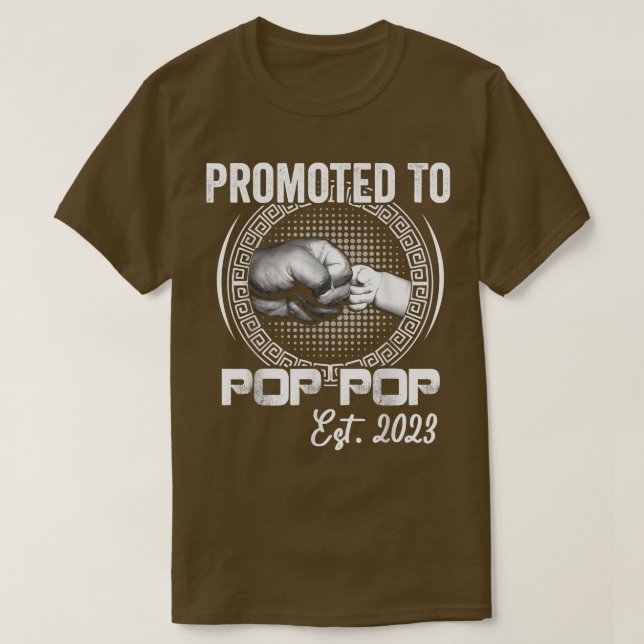 Mens Promoted to Pop Pop Est 2023 Funny Pregnancy  T-Shirt (Design Front)