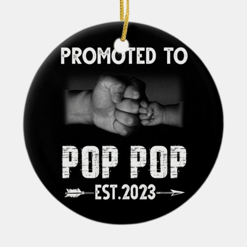 Mens Promoted To Pop Pop Est 2023 Pregnancy Ceramic Ornament
