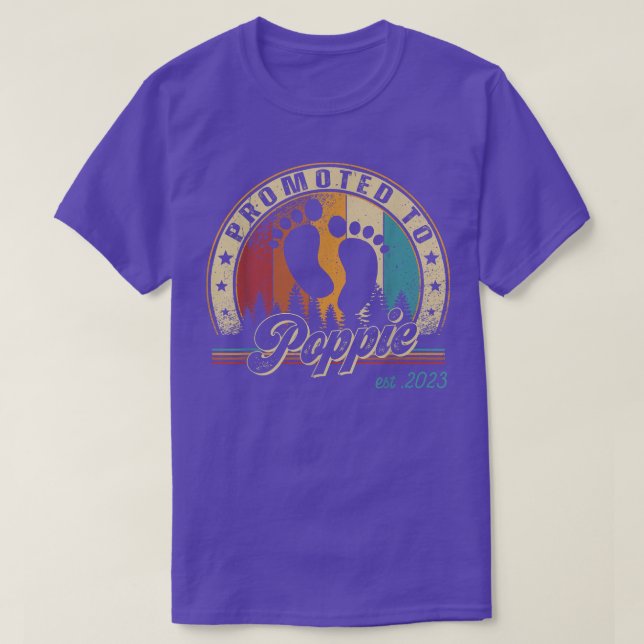 Mens Promoted to Poppie Est 2023 First Time Father T-Shirt (Design Front)