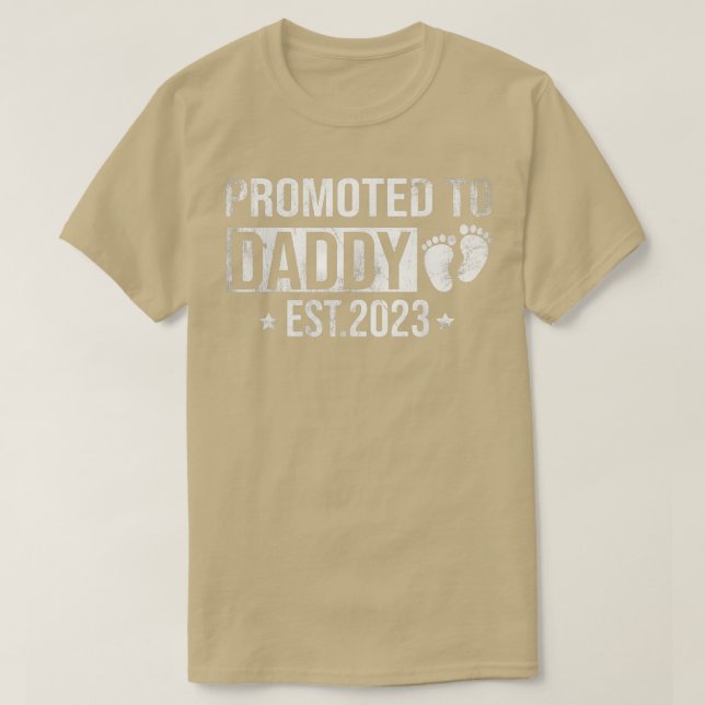 Mens Promoted to Promoted Est 2023 Funny Pregnancy T-Shirt (Design Front)